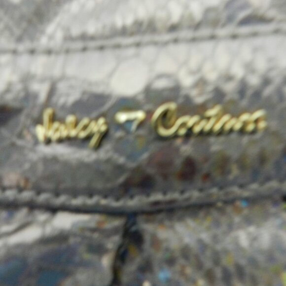 Juicy Couture snake embossed faux leather wristlet purse pouch metallic zip top - Picture 4 of 12